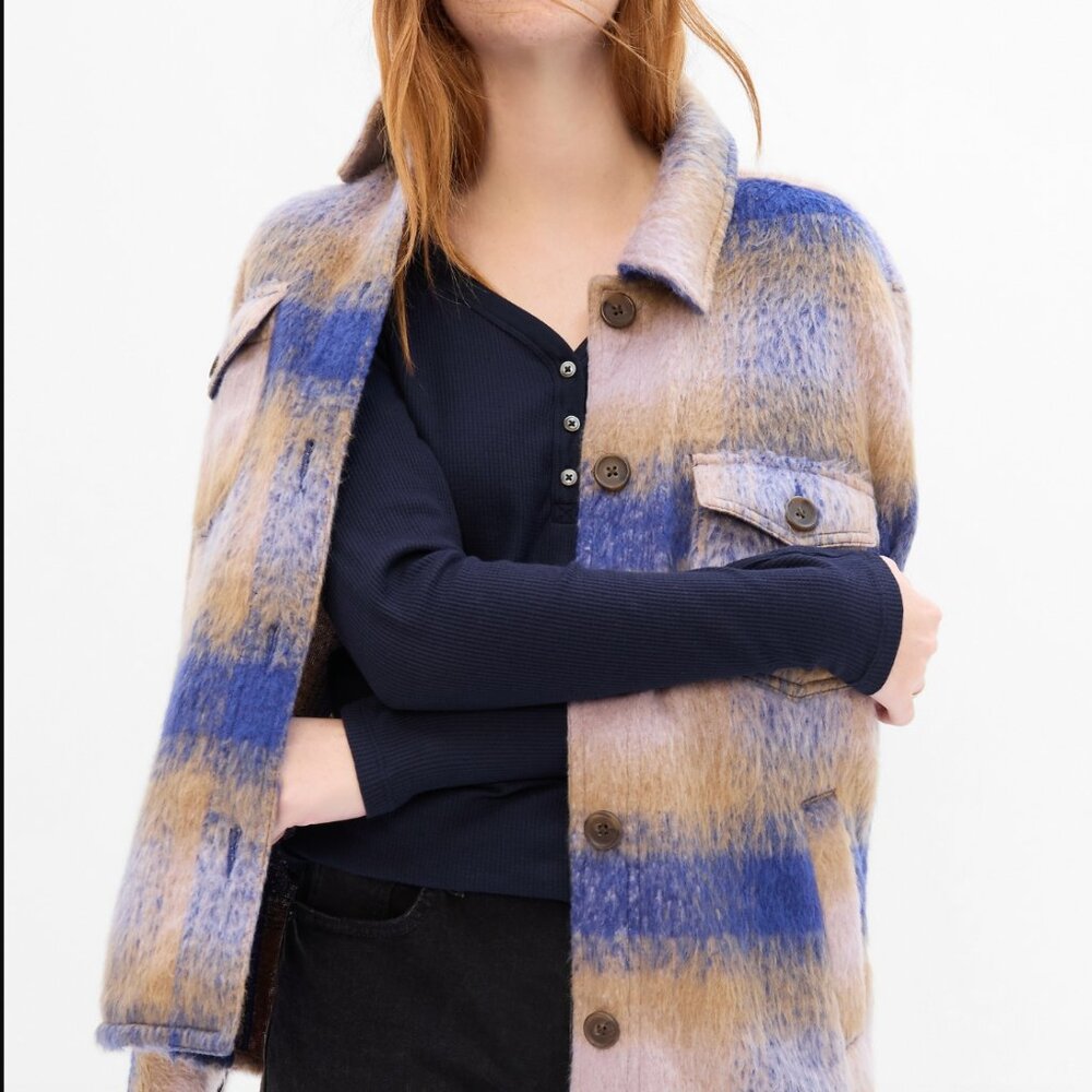 Gap oversized plaid shacket | size M